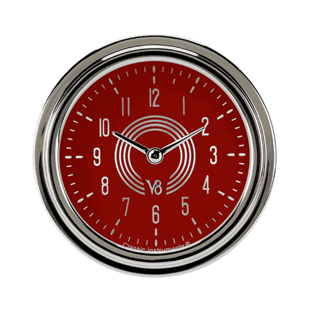 V8 Red Steelie 2 5/8" Clock V8RS92SLC