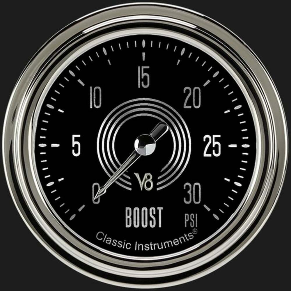 V8 Speedster 2 5/8" Boost Gauge, 30 psi V8SR342SLC