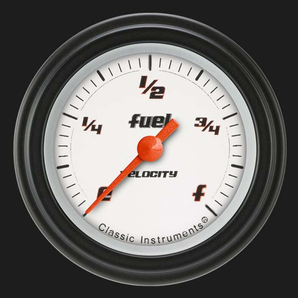 Velocity White 2 1/8" Fuel Gauge VS109WBLF