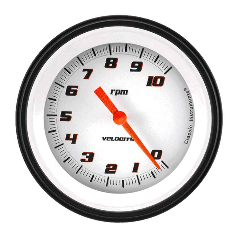 Velocity White 3 3/8" Tachometer VS10WBLF