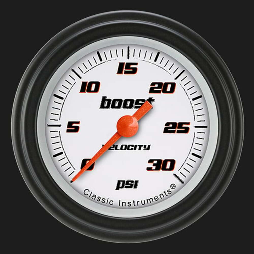 Velocity White 2 1/8" Boost Gauge, 30 psi VS142WBLF