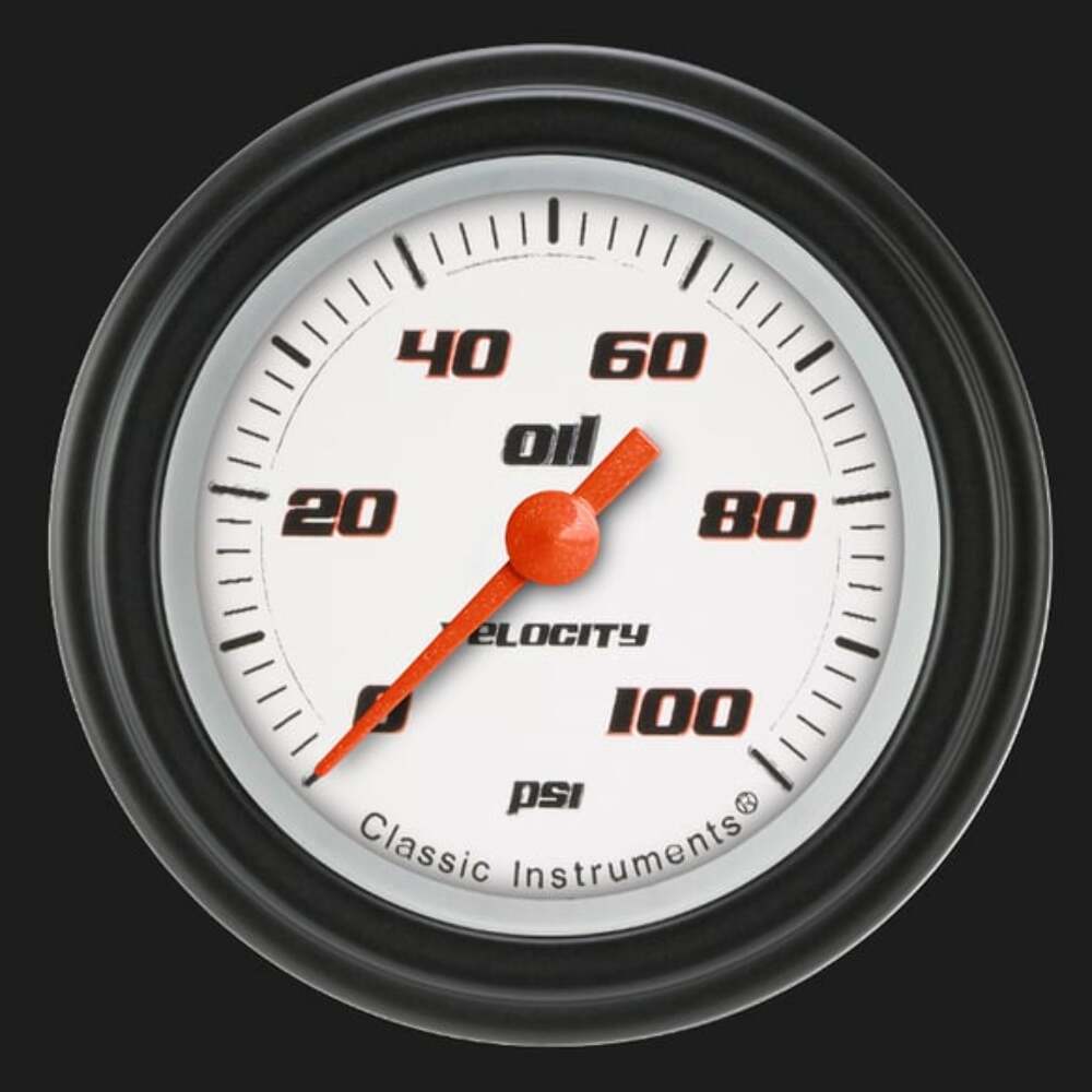 Velocity White 2 1/8" Oil Pressure Gauge VS181WBLF