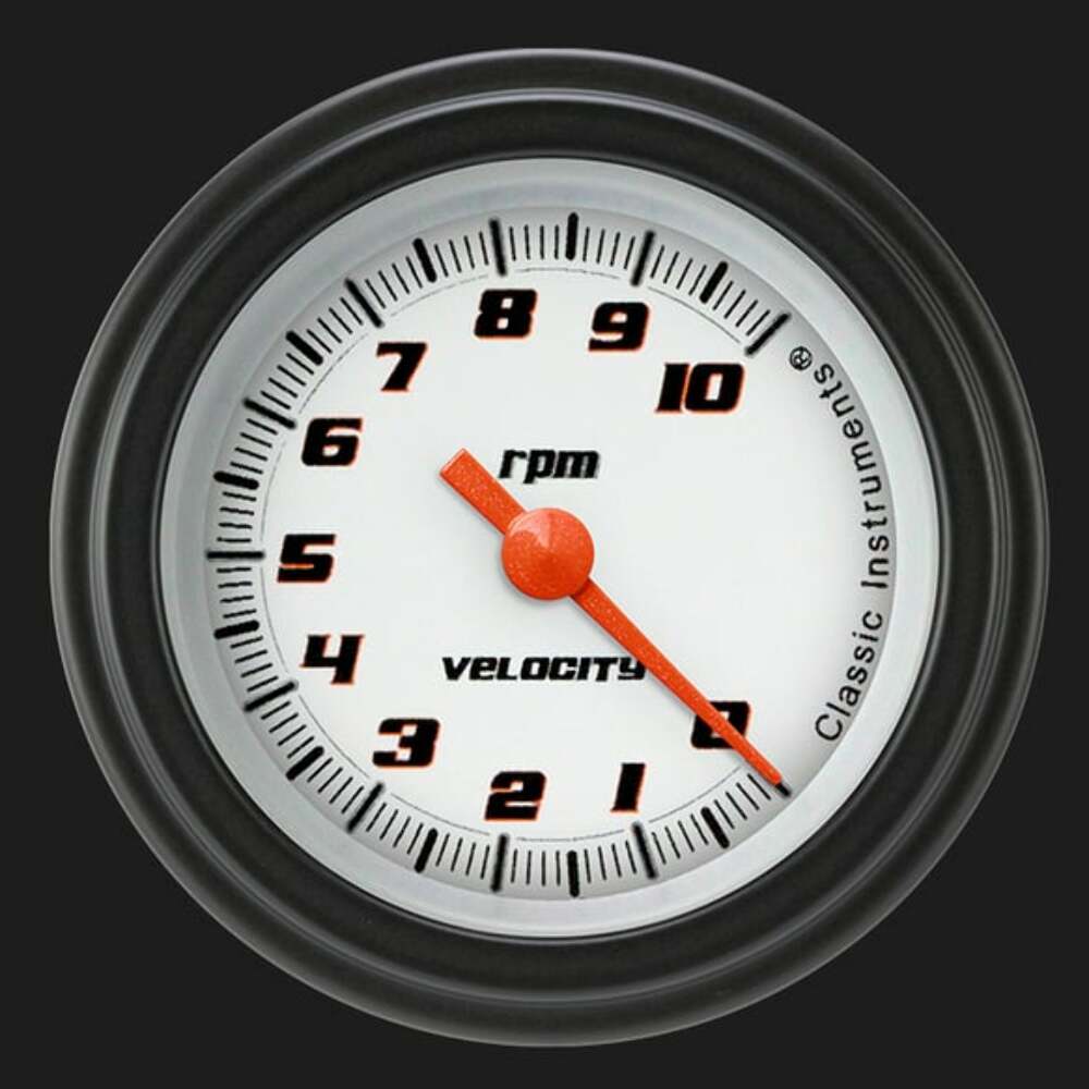 Velocity White 2 1/8" Tachometer VS183WBLF