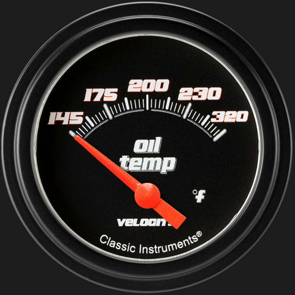 Velocity Black 2 5/8" Oil Temperature Gauge VS228BBLF