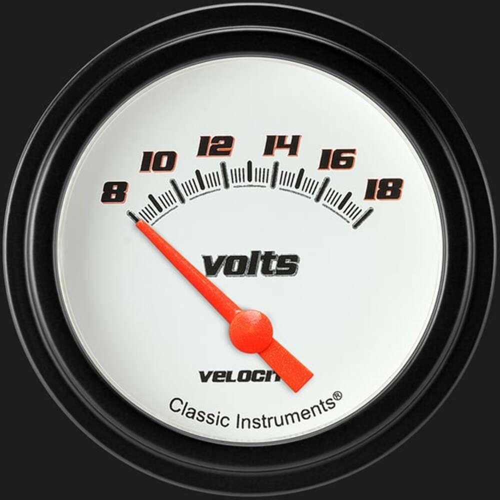 Velocity White 2 5/8" Volt Gauge VS230WBLF