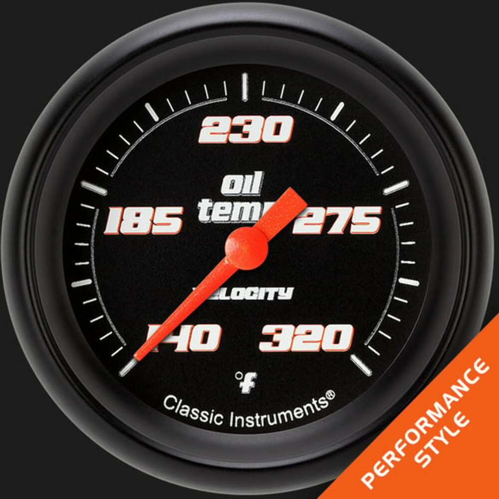 Velocity Black 2 5/8" Oil Temperature Gauge VS328BBPF