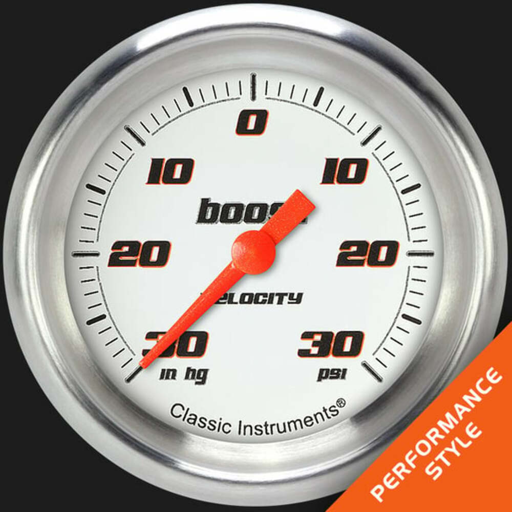 Velocity White 2 5/8" Boost/Vac Gauge VS341WAPF