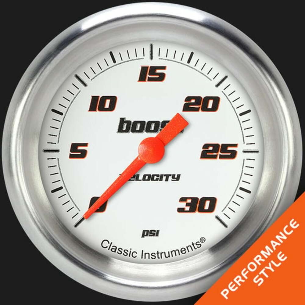 Velocity White 2 5/8" Boost Gauge, 30 psi VS342WAPF