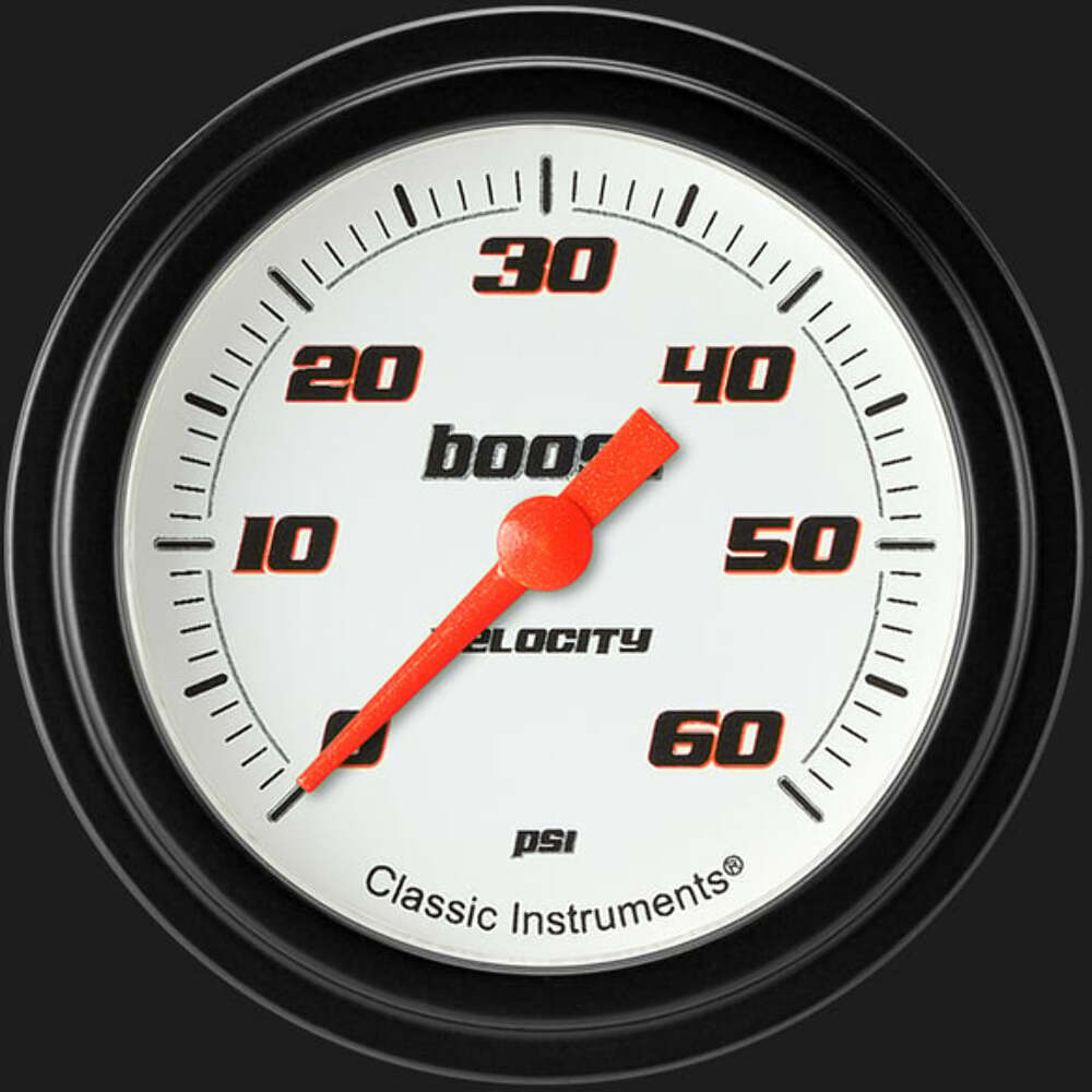 Velocity White 2 5/8" Boost Gauge, 60 psi VS343WBLF