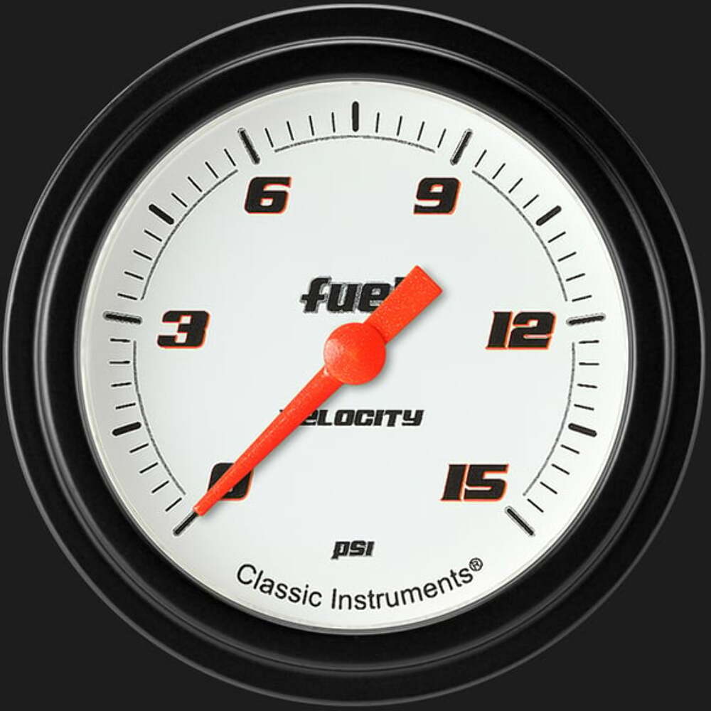 Velocity White 2 5/8" Fuel Pressure Gauge, 15 psi VS345WBLF