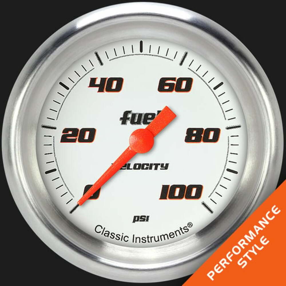 Velocity White 2 5/8" Fuel Pressure Gauge, 100 psi VS346WAPF