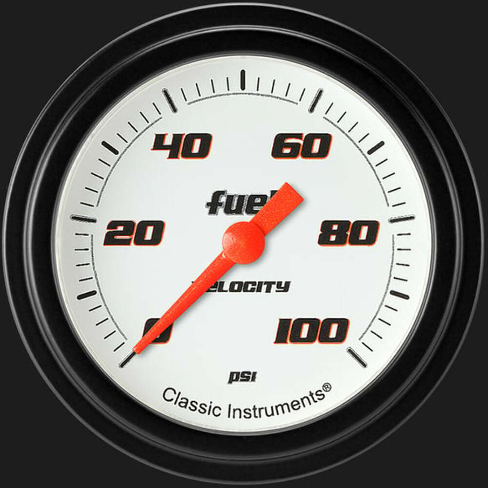 Velocity White 2 5/8" Fuel Pressure Gauge, 100 psi VS346WBLF
