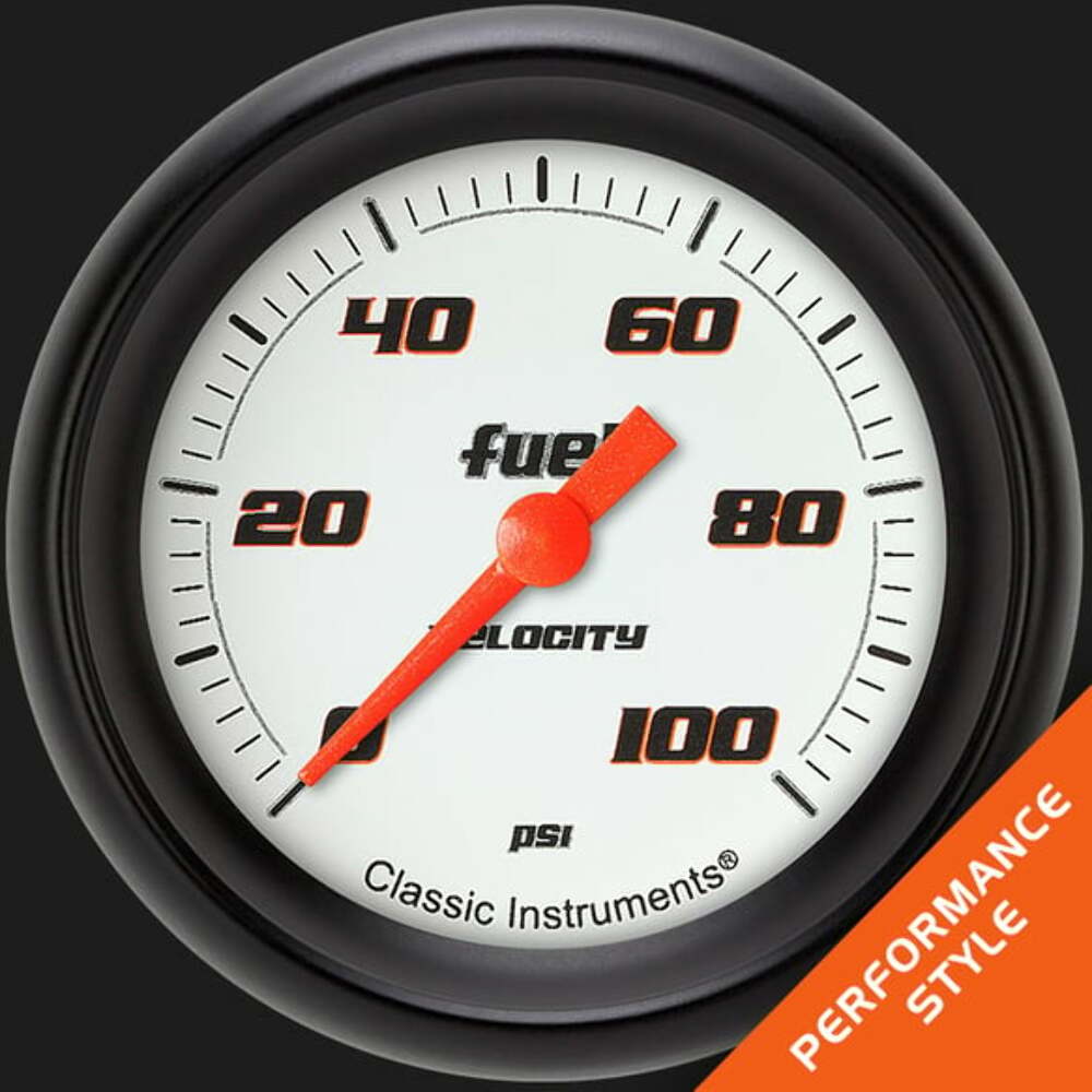 Velocity White 2 5/8" Fuel Pressure Gauge, 100 psi VS346WBPF