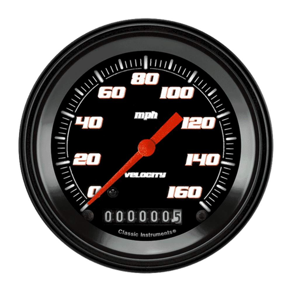 Velocity Black 3 3/8" Speedometer VS55BBLF