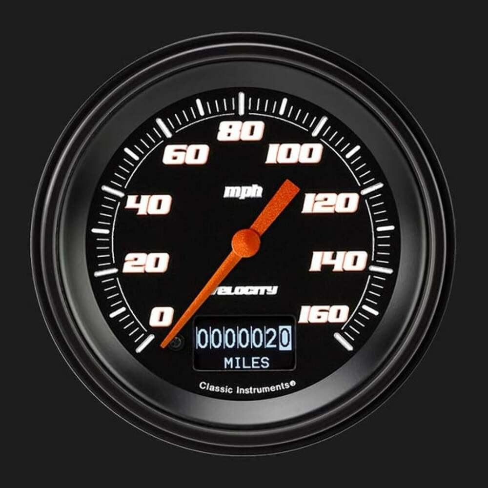 Velocity Black 3 3/8" Speedometer with Information Screen VS55DBBLF