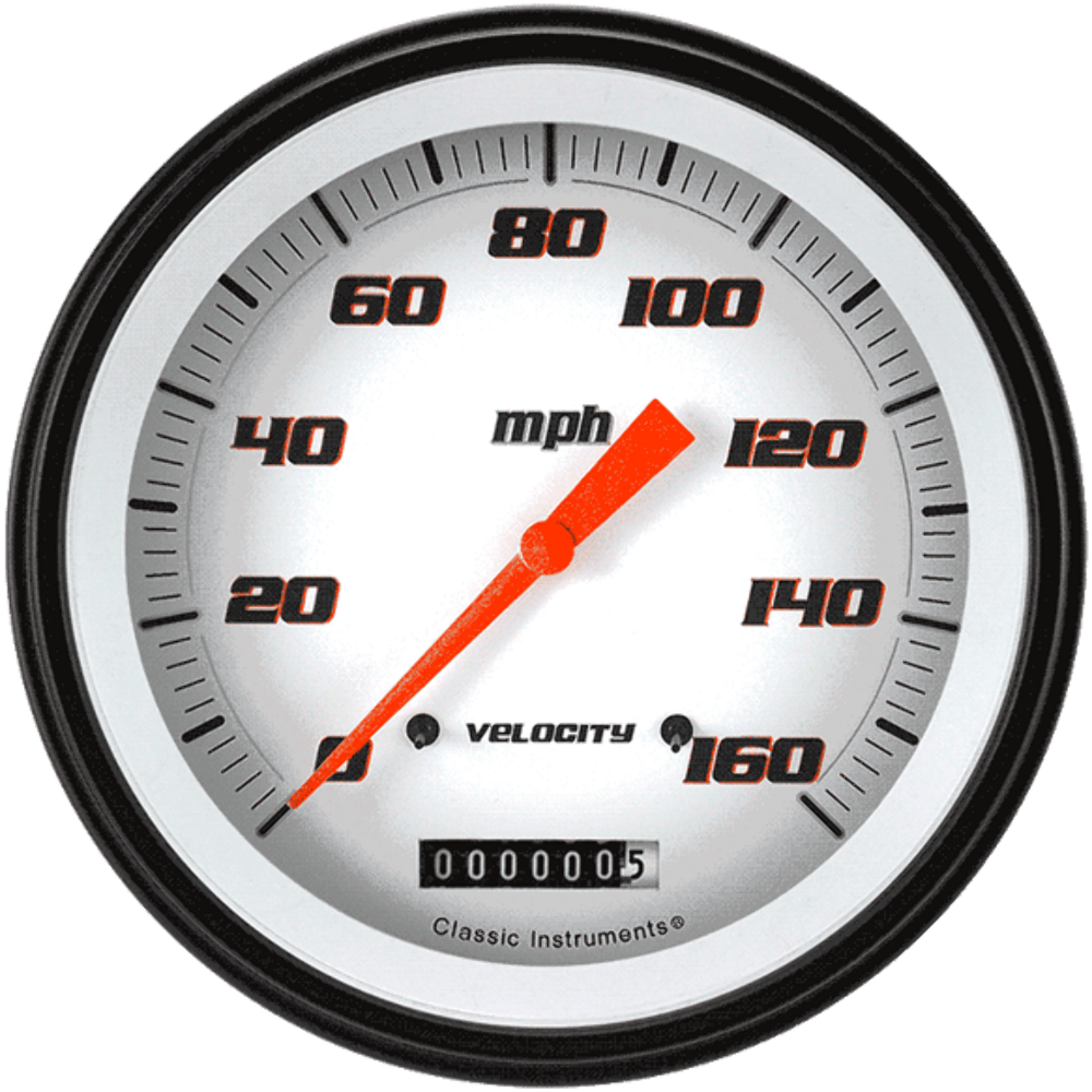 Velocity White 4 5/8" Speedometer VS56WBLF