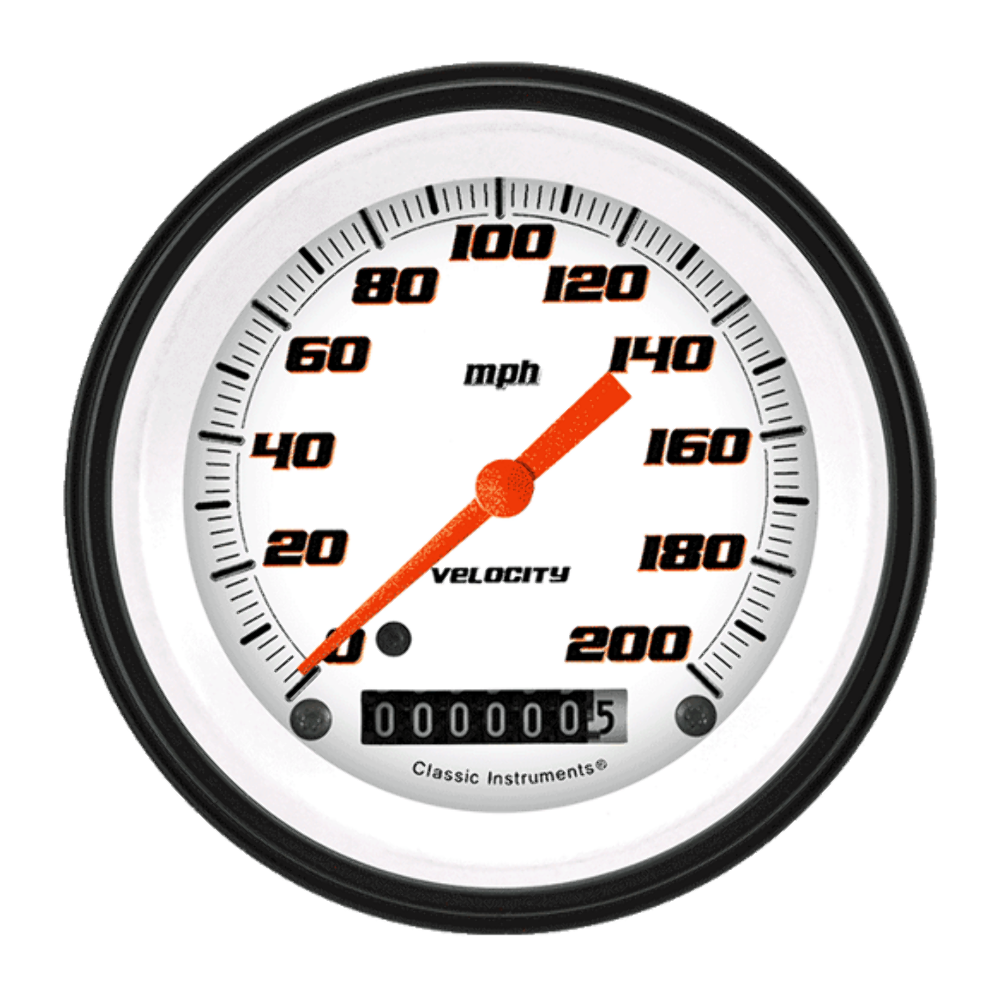 Velocity White 3 3/8" Speedometer VS57WBLF