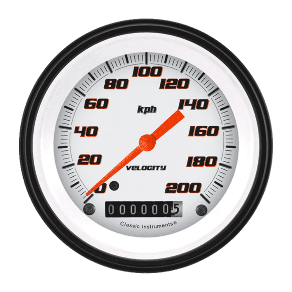 Velocity White 3 3/8" Speedometer VS59WBLF