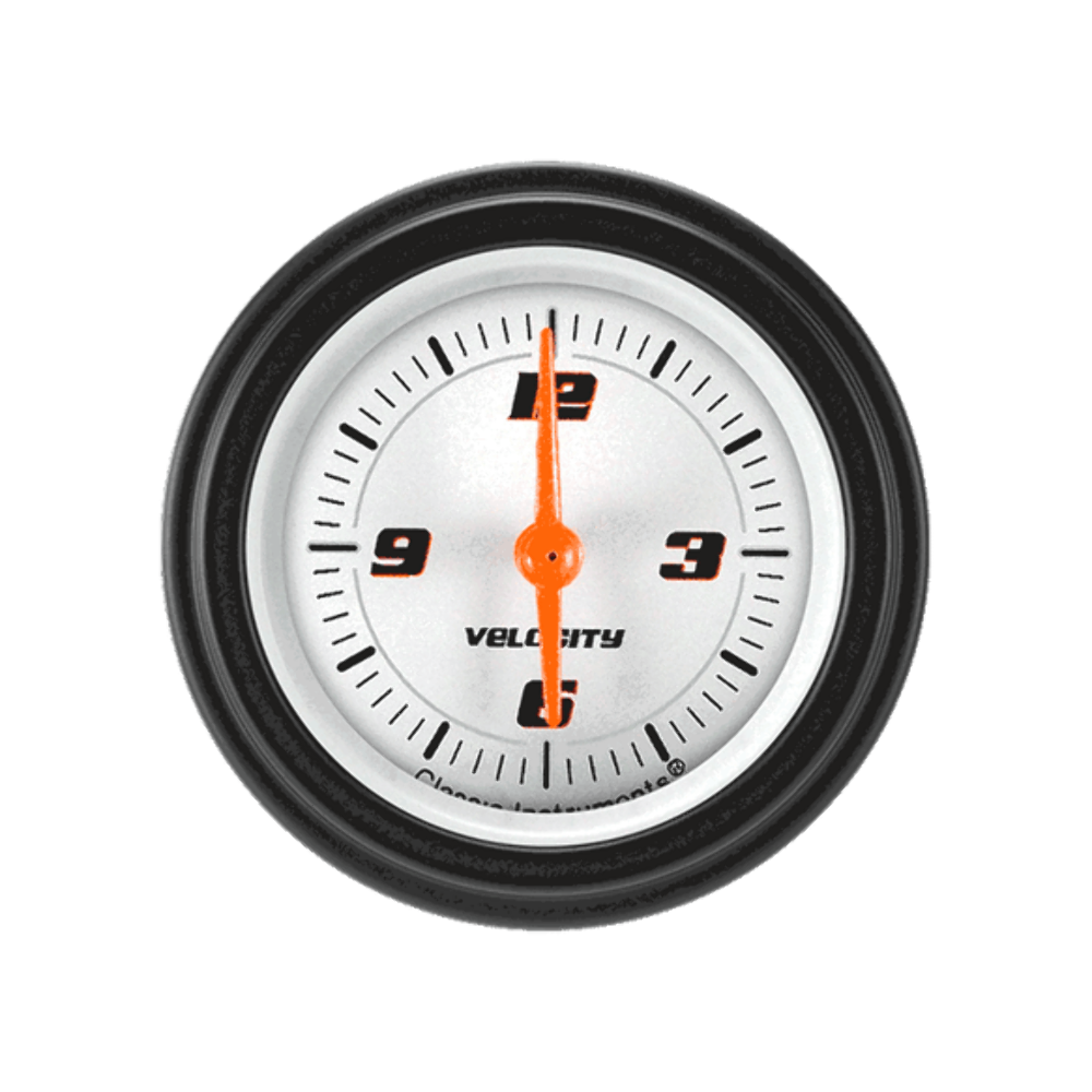 Velocity White 2 1/8" Clock VS90WBLF