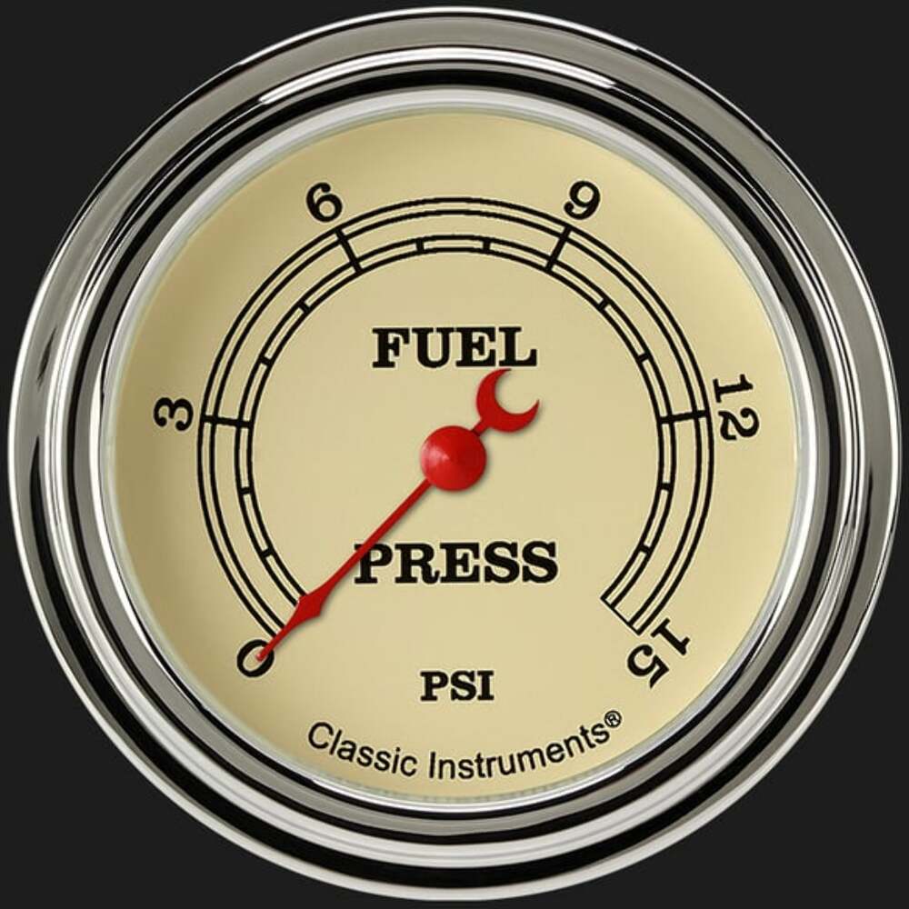 Vintage 2 5/8" Fuel Pressure Gauge, 15 psi VT345SLF