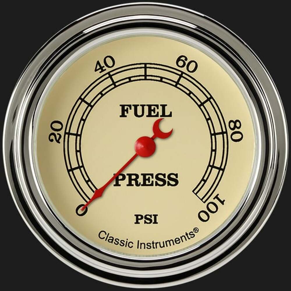 Vintage 2 5/8" Fuel Pressure Gauge, 100 psi VT346SLF