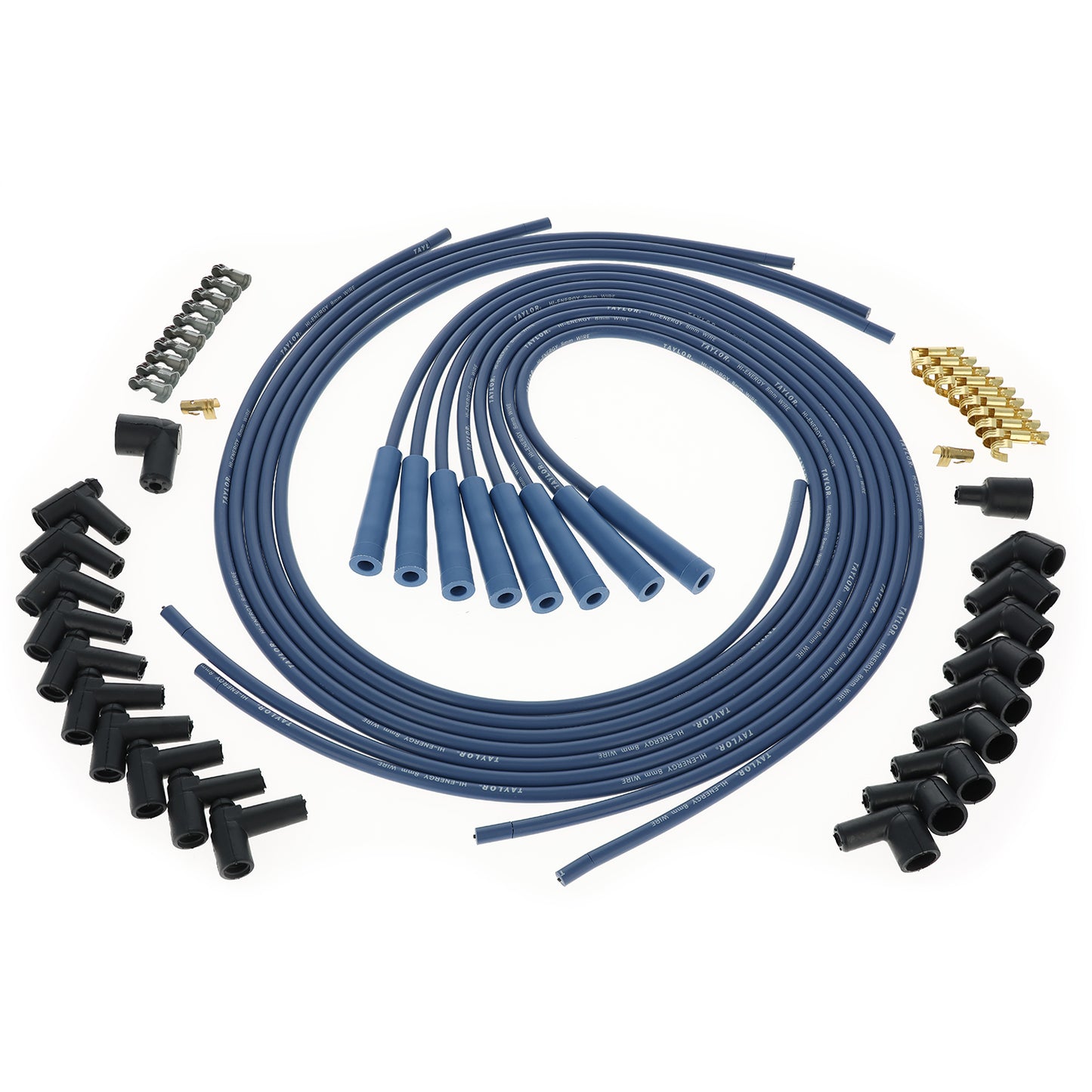 Spark Plug Wire Set Universal 8mm Silicone 180? 5000 ohm/ft Hi Energy Blue 60655