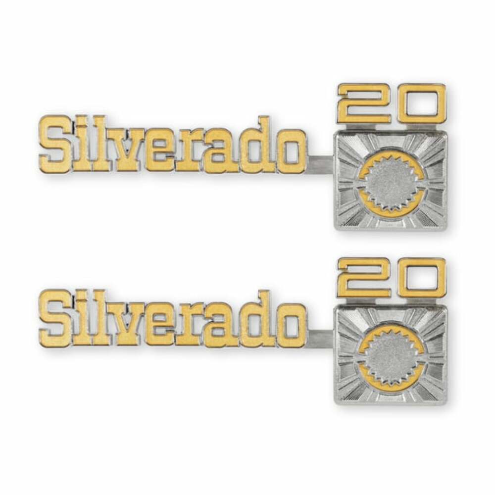 Fits 1975-1980 C/K Series Trucks; C/K Fender Badge Pair - Silverado C20 04-545