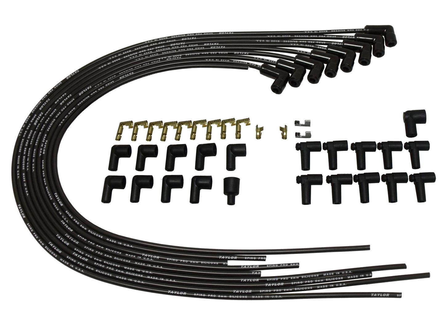 Spark Plug Wire Set Universal 8mm Silicone Spiro Pro 90? 350 ohm/ft 75051-B