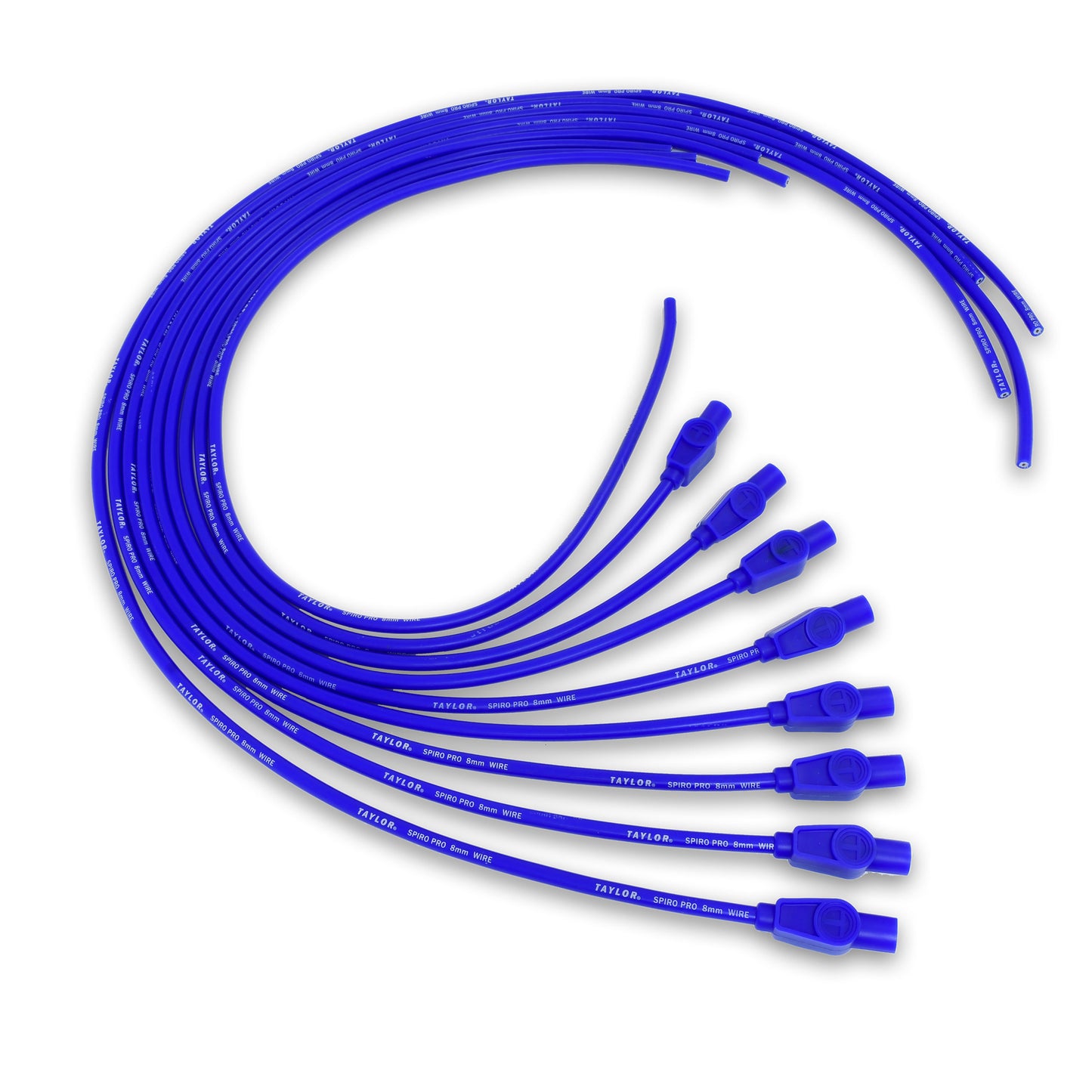 Spark Plug Wire Set Universal 8mm Silicone Spiro Pro 180? 350 ohm/ft Blue 73655