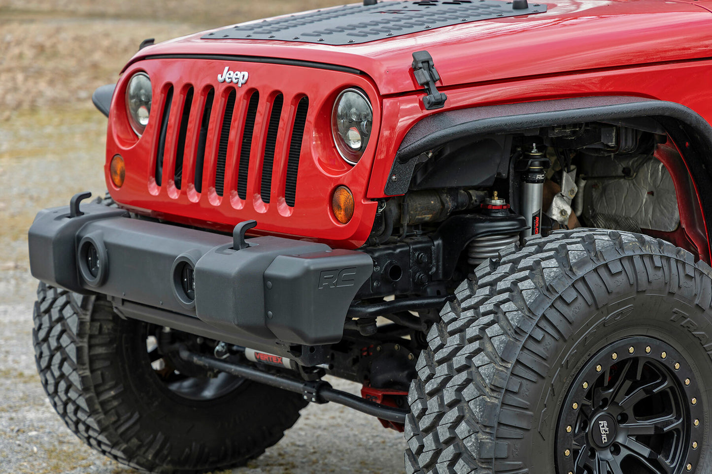 Fits Jeep Wrangler JK/Wrangler Unlimited (2007-2018) Front Bumper Caps; 1047