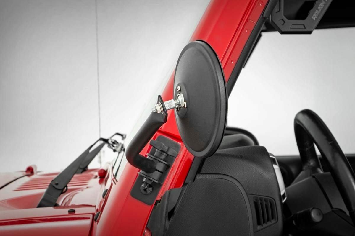 Fits Jeep Wrangler JK/Wrangler Unlimited (2007-2018) Round Trail Mirror; 10519A