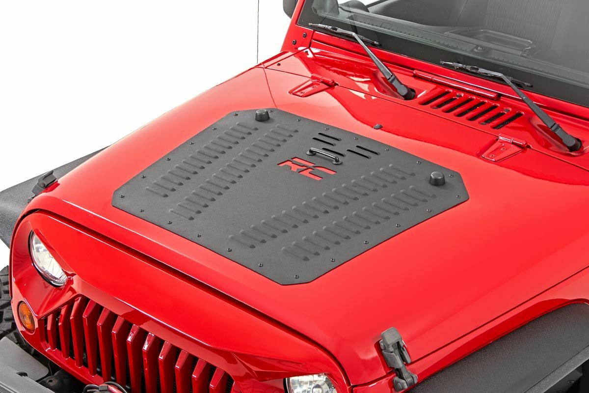 Fits Jeep Wrangler JK (2007-2018) Hood Louver with RC Logo; 10527
