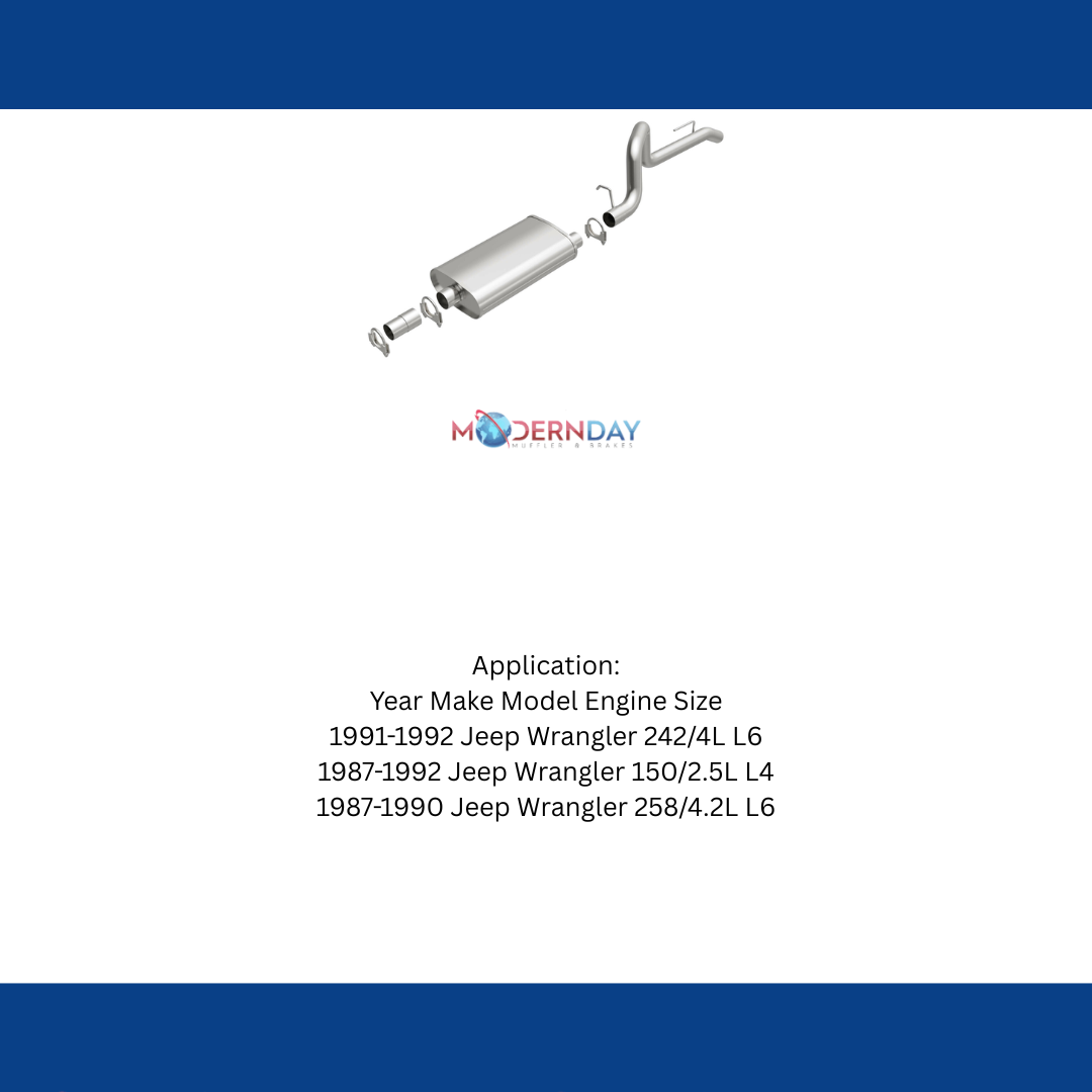 Fits 1987-1992 Jeep Wrangler Direct-Fit Replacement Exhaust System 106-0051