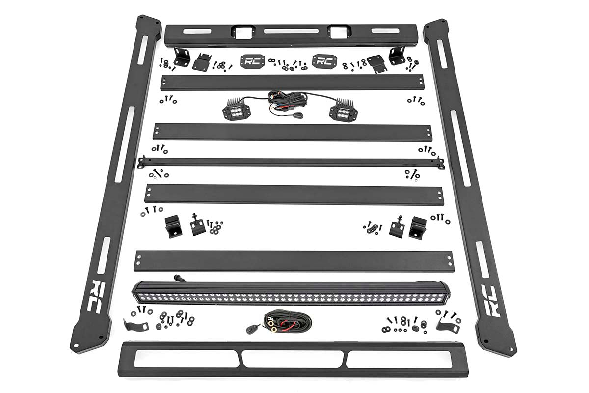 Fits Jeep Wrangler JK (07-18) Roof Rack; Black Series Lights; 10615