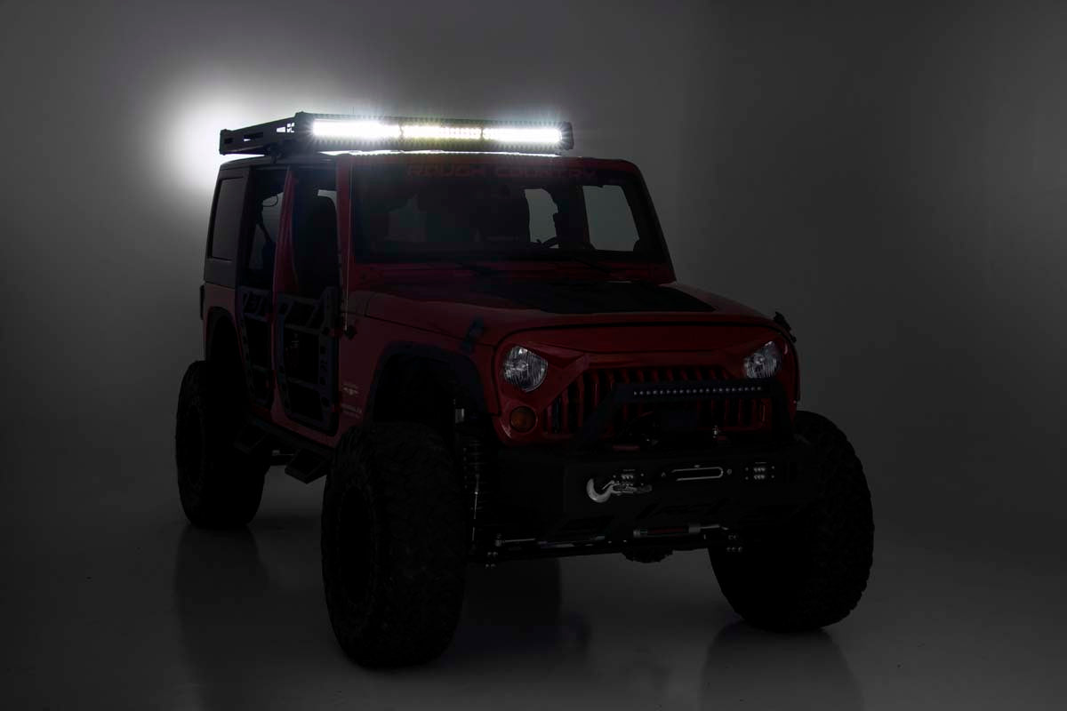 Fits Jeep Wrangler JK (07-18) Roof Rack; Black Series Lights; 10615