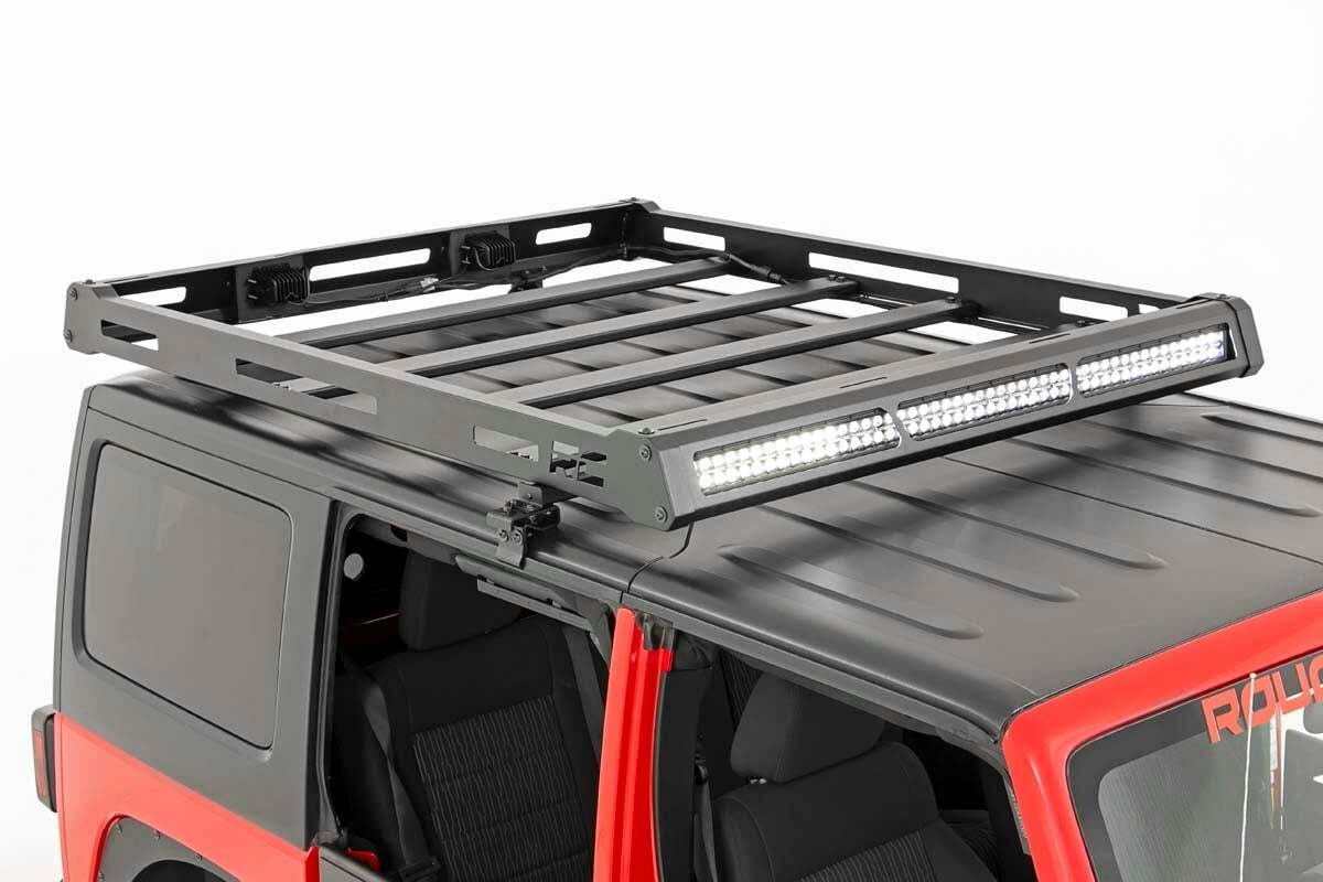 Fits Jeep Wrangler JK (07-18) Roof Rack; Black Series Lights; 10615