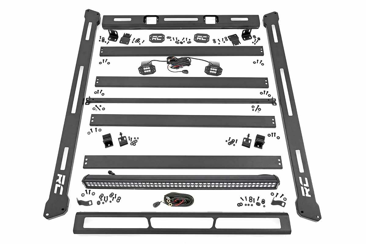 Fits Jeep Wrangler JK (07-18) Roof Rack; Black Series Lights; 10615