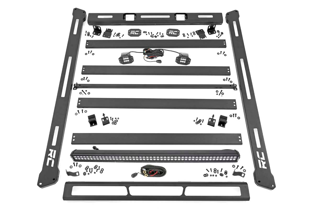 Fits Jeep Wrangler JL (18-24) (18-24) Roof Rack; Black Series Lights; 10622