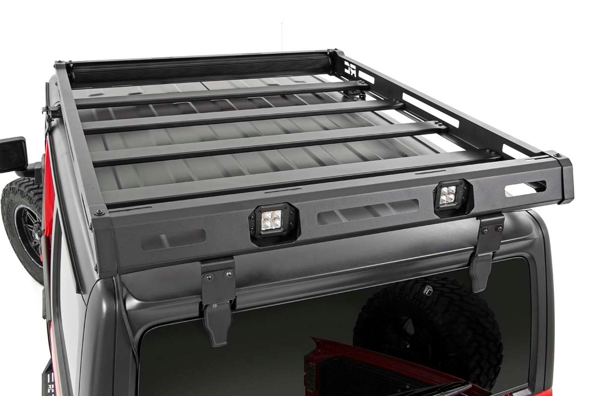 Fits Jeep Wrangler JL (18-24) (18-24) Roof Rack; Black Series Lights; 10622