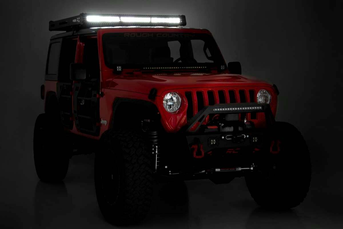 Fits Jeep Wrangler JL (18-24) (18-24) Roof Rack; Black Series Lights; 10622