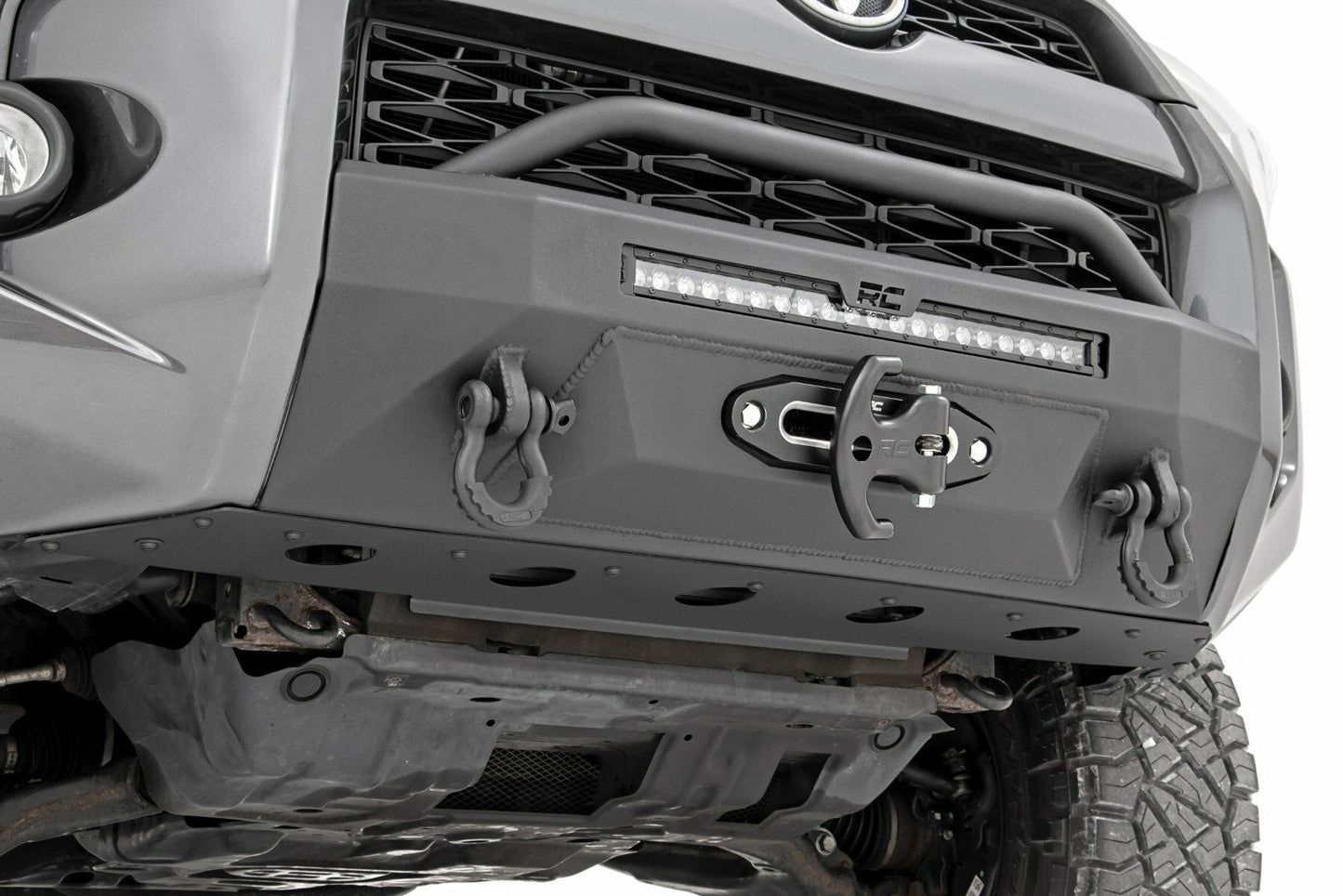Fits Toyota 4Runner 2WD/4WD (2014-2024) Front Bumper; Hybrid; 20" Blk DRL; 10745