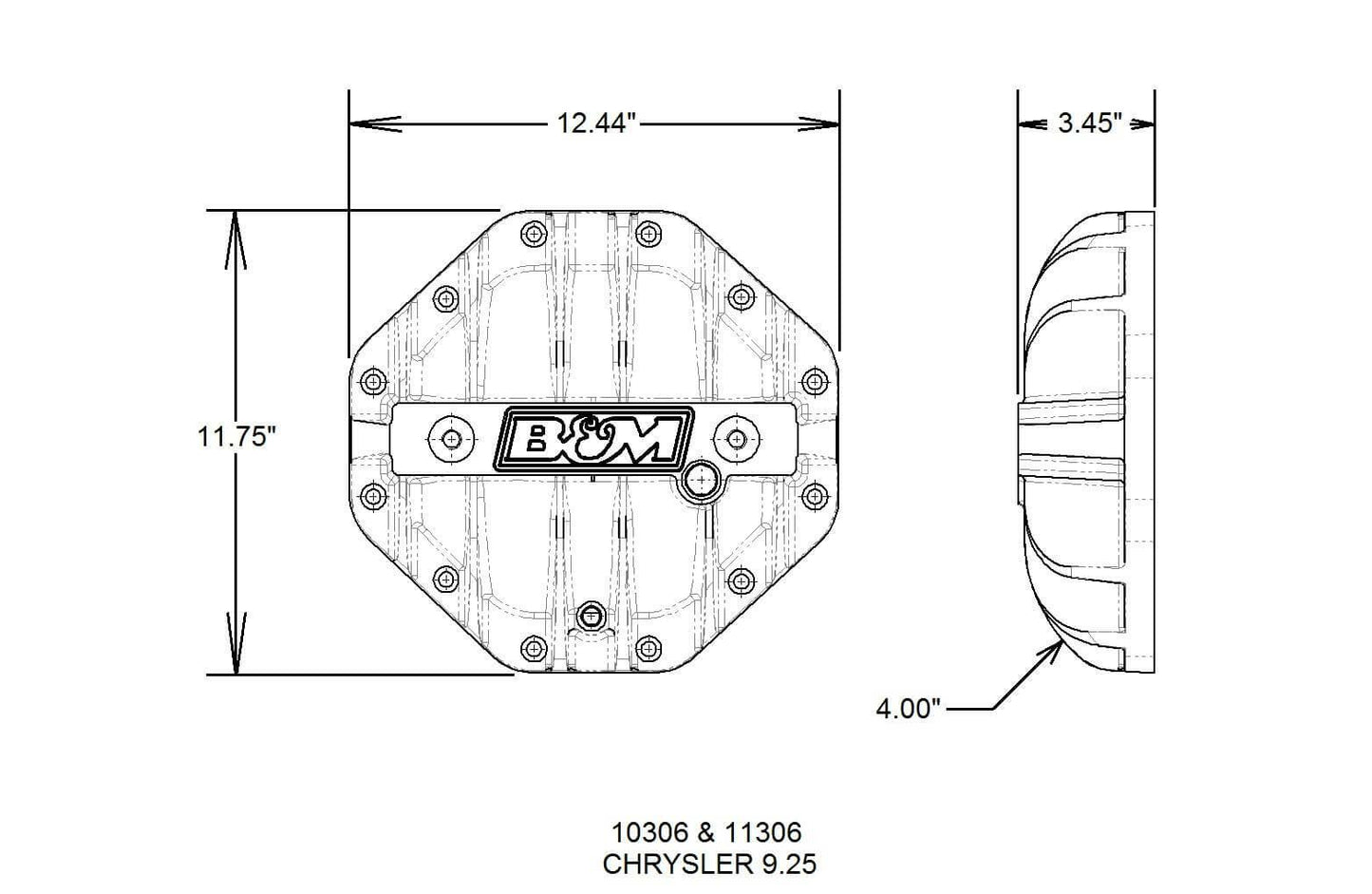 B&M Hi-Tek Aluminum Differential Cover for Chrysler 9.25-inch - Black - 11306