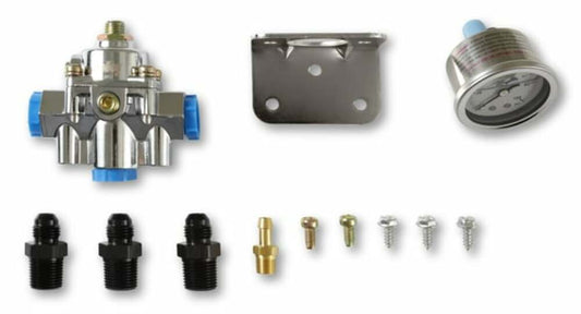 Die Cast Efi Bypass Fuel Pressure Regulator 15-60 Psi W/Fittings&Gauge-12-882KIT