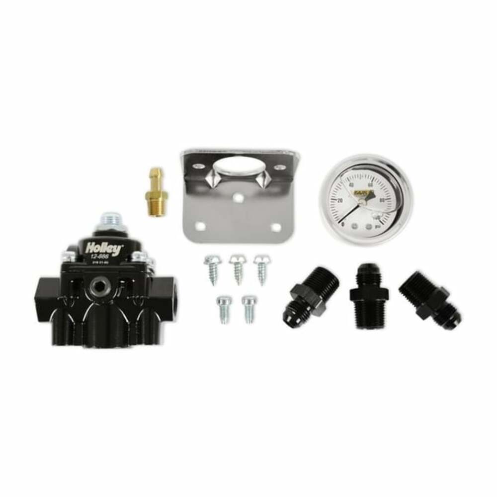 Die Cast Efi Bypass Fuel Pressure Regulator 15-60 Psi W/Fittings&Gauge-12-886KIT