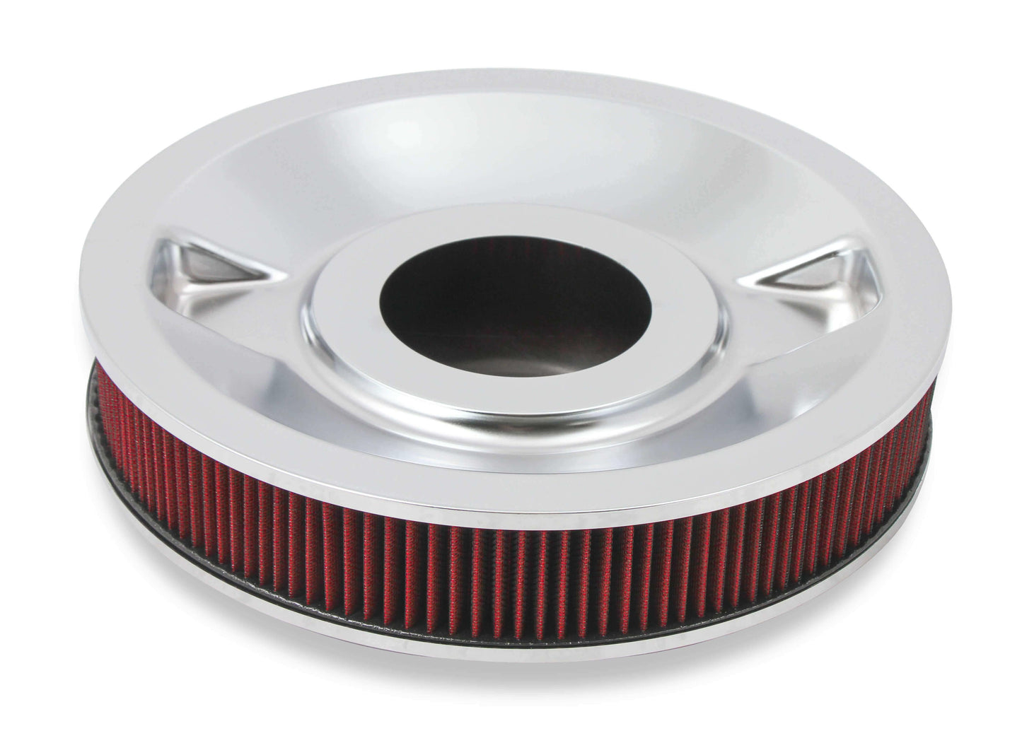 4150 Drop Base Air Cleaner Chrome w/3 Red Washable Gauze Filter - 120-4130