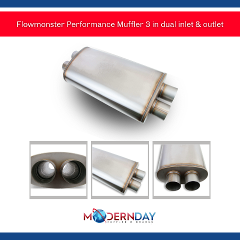 Flowmonster Performance Muffler 3 in dual inlet & outlet 12599-FM 409 Stainless