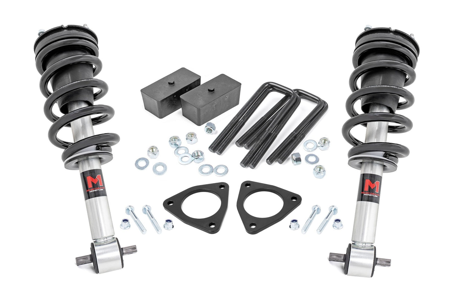 Fits Chevy/GMC 1500 (07-18) 2.5 Inch Lift Kit; Alu/Cast Steel; M1 Strut; 1340