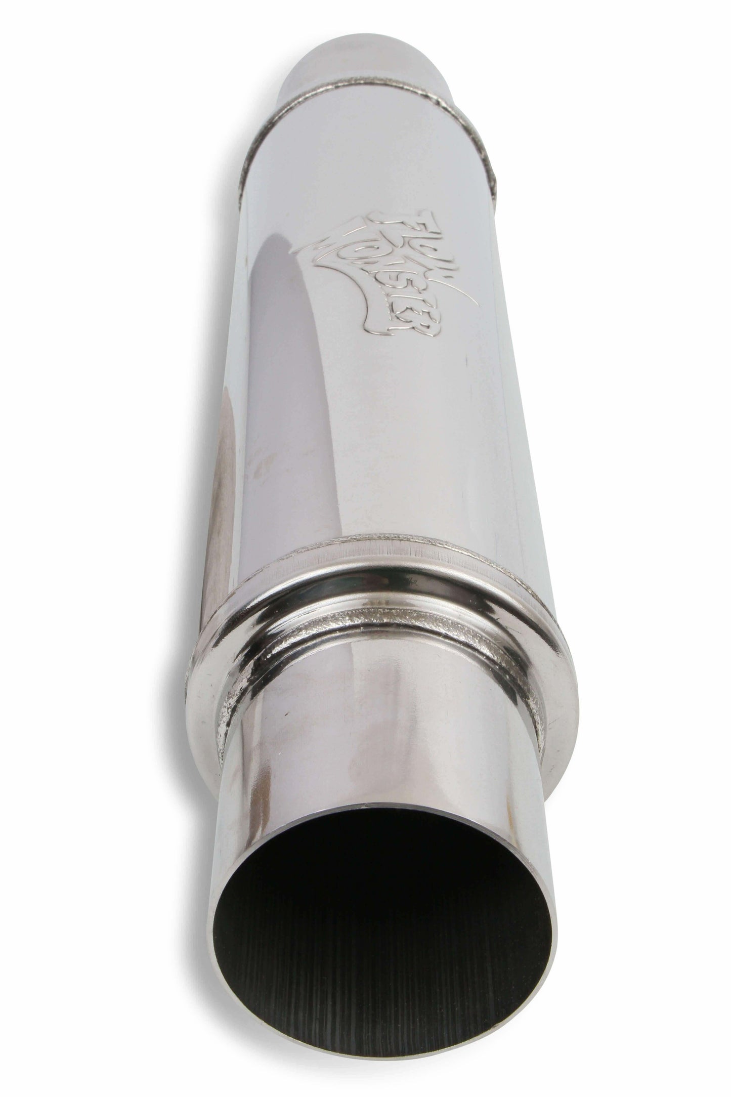 Flowmonster Round Performance Muffler 2.5 Inlet/ 2.5 Outlet 14416-FM Polished St - Performance Mufflers Car Part People