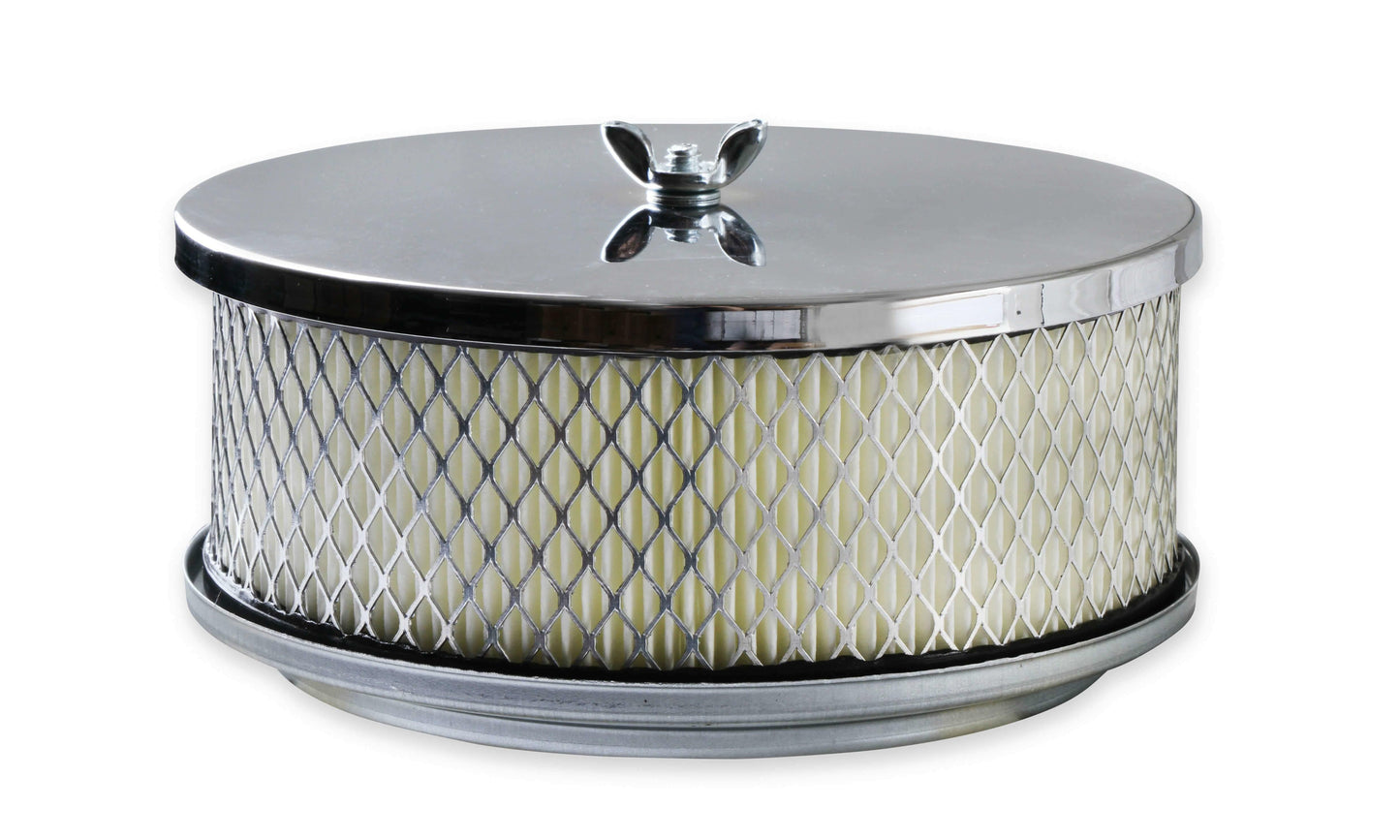 Mr. Gasket Air Cleaner - 6-1/2 Inch Diameter, 2-7/16 Inch Tall - Chrome - 1485