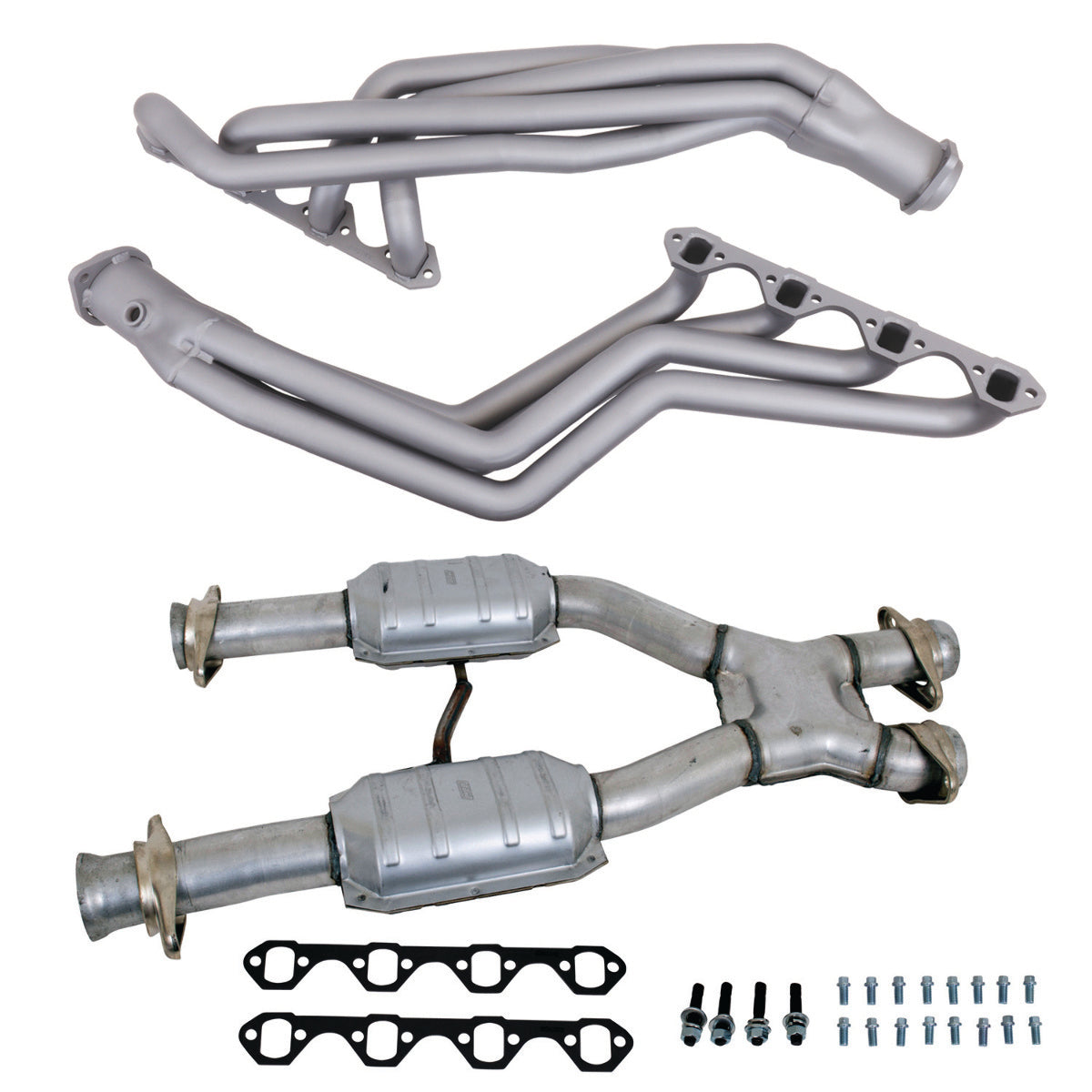 Fits 79-93 Mustang 5.0L 1-5/8 Tube Headers, Short Mid X Pipe w/Converters-15162 - Car Part People